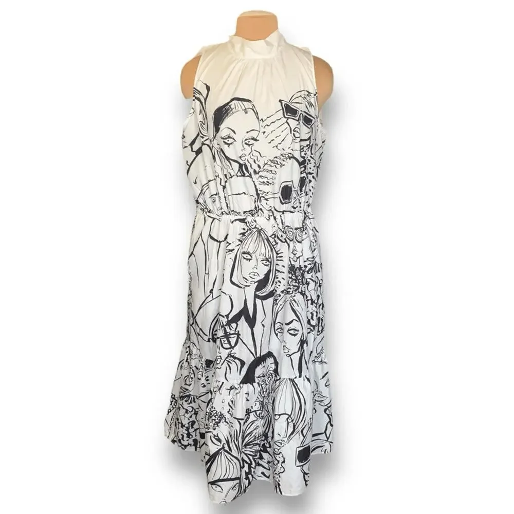 The Kit Jia Dress JLR Sketchbook White Ruffled Maxi Cutout Bow Detail Back Faces